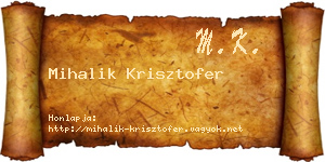 Mihalik Krisztofer névjegykártya